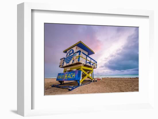 Miami Beach, Florida, USA Life Guard Tower.-SeanPavonePhoto-Framed Photographic Print