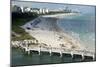 Miami Beach in Florida, with People Sunbathing on Golden Sands and the Waves from the Blue Sea-Natalie Tepper-Mounted Photo