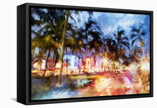 Miami Beach Night - In the Style of Oil Painting-Philippe Hugonnard-Framed Premier Image Canvas