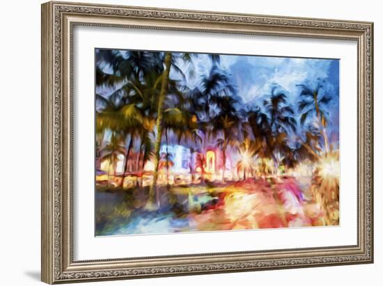 Miami Beach Night - In the Style of Oil Painting-Philippe Hugonnard-Framed Giclee Print