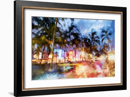 Miami Beach Night - In the Style of Oil Painting-Philippe Hugonnard-Framed Giclee Print