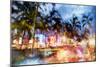 Miami Beach Night - In the Style of Oil Painting-Philippe Hugonnard-Mounted Giclee Print