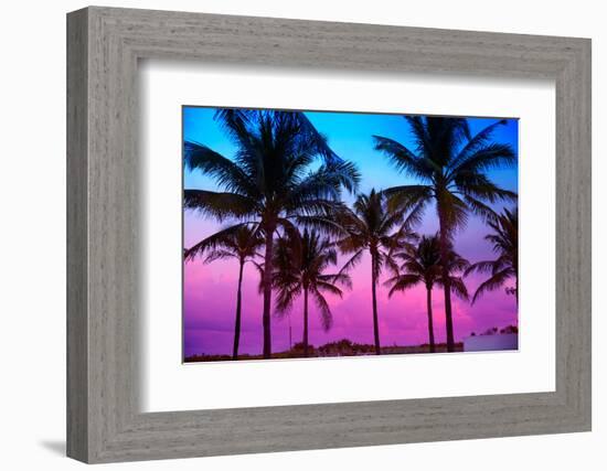 Miami Beach South Beach Sunset Palm Trees in Ocean Drive Florida-holbox-Framed Photographic Print