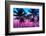 Miami Beach South Beach Sunset Palm Trees in Ocean Drive Florida-holbox-Framed Photographic Print