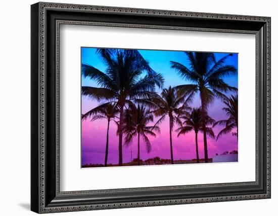 Miami Beach South Beach Sunset Palm Trees in Ocean Drive Florida-holbox-Framed Photographic Print