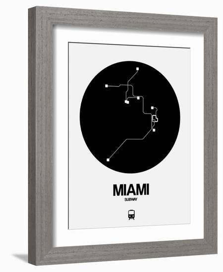 Miami Black Subway Map-NaxArt-Framed Art Print