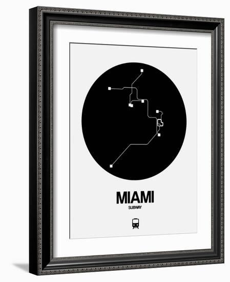 Miami Black Subway Map-NaxArt-Framed Art Print