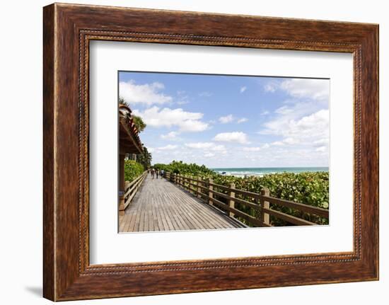 Miami Boardwalk, Wooden Jetty for Strolling from 23 St. to the Indian Beach Park in 44 St., Florida-Axel Schmies-Framed Photographic Print