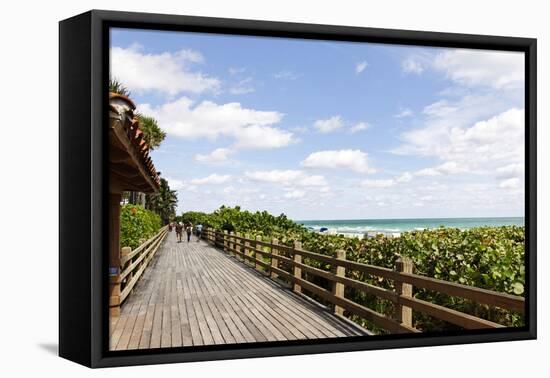 Miami Boardwalk, Wooden Jetty for Strolling from 23 St. to the Indian Beach Park in 44 St., Florida-Axel Schmies-Framed Premier Image Canvas