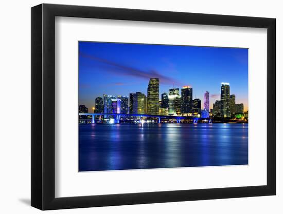 Miami City by Night-vent du sud-Framed Photographic Print