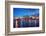 Miami City Skyline Panorama at Dusk with Urban Skyscrapers and Bridge over Sea with Reflection-Songquan Deng-Framed Photographic Print