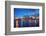 Miami City Skyline Panorama at Dusk with Urban Skyscrapers and Bridge over Sea with Reflection-Songquan Deng-Framed Photographic Print