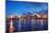 Miami City Skyline Panorama at Dusk with Urban Skyscrapers and Bridge over Sea with Reflection-Songquan Deng-Mounted Photographic Print