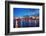 Miami City Skyline Panorama at Dusk with Urban Skyscrapers and Bridge over Sea with Reflection-Songquan Deng-Framed Photographic Print