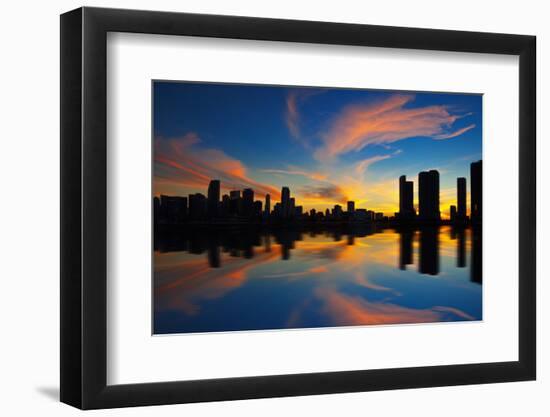 Miami City Skyline Panorama at Dusk-prochasson-Framed Photographic Print