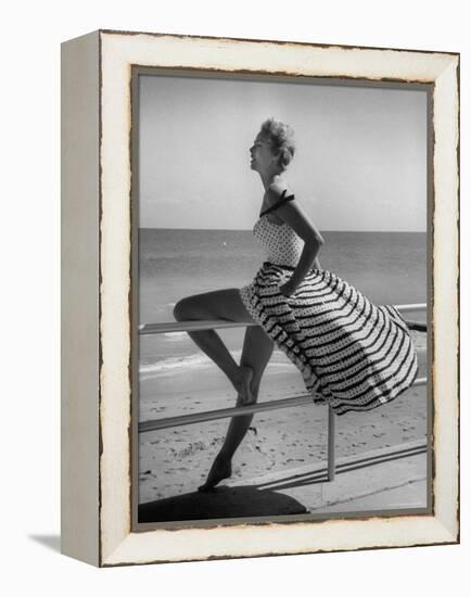 Miami Fashions, Model in Suitable Settings For Afternoon and Casual Play Clothes-Nina Leen-Framed Premier Image Canvas