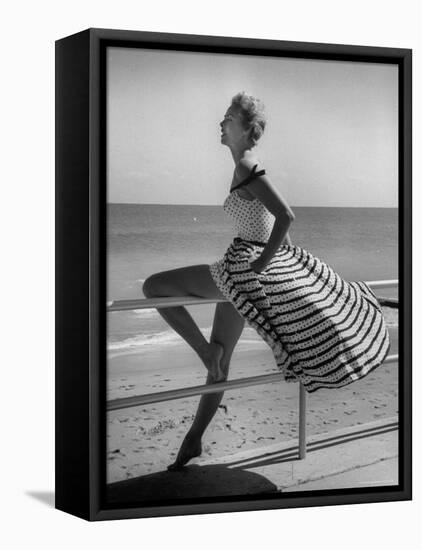 Miami Fashions, Model in Suitable Settings For Afternoon and Casual Play Clothes-Nina Leen-Framed Premier Image Canvas