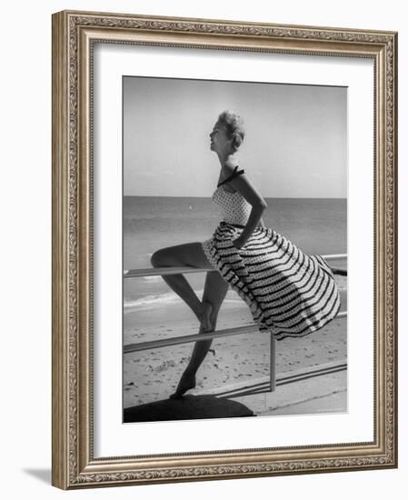 Miami Fashions, Model in Suitable Settings For Afternoon and Casual Play Clothes-Nina Leen-Framed Photographic Print