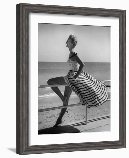 Miami Fashions, Model in Suitable Settings For Afternoon and Casual Play Clothes-Nina Leen-Framed Photographic Print