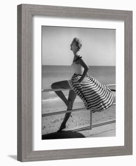 Miami Fashions, Model in Suitable Settings For Afternoon and Casual Play Clothes-Nina Leen-Framed Photographic Print