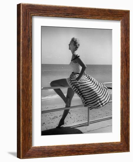 Miami Fashions, Model in Suitable Settings For Afternoon and Casual Play Clothes-Nina Leen-Framed Photographic Print