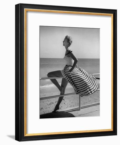 Miami Fashions, Model in Suitable Settings For Afternoon and Casual Play Clothes-Nina Leen-Framed Photographic Print