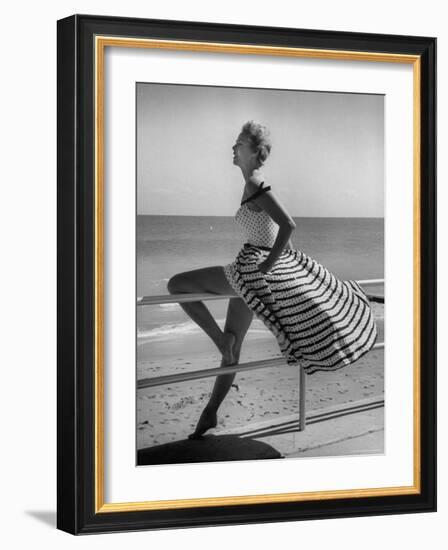 Miami Fashions, Model in Suitable Settings For Afternoon and Casual Play Clothes-Nina Leen-Framed Photographic Print