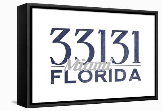 Miami, Florida - 33131 Zip Code (Blue)-Lantern Press-Framed Stretched Canvas