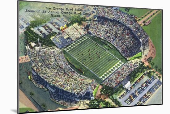 Miami, Florida - Aerial View of the Orange Bowl-Lantern Press-Mounted Art Print