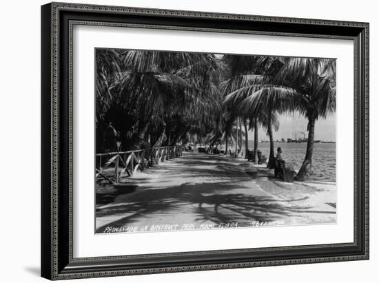 Miami, Florida - Bayfront Park Promanade Scene-Lantern Press-Framed Art Print