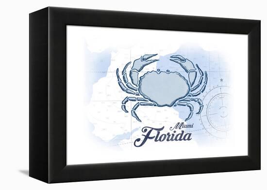Miami, Florida - Crab - Blue - Coastal Icon-Lantern Press-Framed Stretched Canvas
