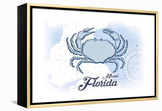 Miami, Florida - Crab - Blue - Coastal Icon-Lantern Press-Framed Stretched Canvas