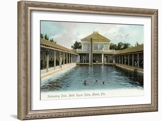 Miami, Florida - Hotel Royal Palm Swimming Pool Scene-Lantern Press-Framed Art Print