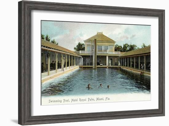 Miami, Florida - Hotel Royal Palm Swimming Pool Scene-Lantern Press-Framed Art Print