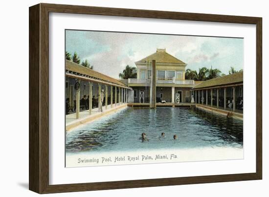 Miami, Florida - Hotel Royal Palm Swimming Pool Scene-Lantern Press-Framed Art Print