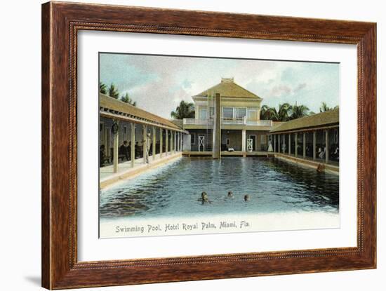 Miami, Florida - Hotel Royal Palm Swimming Pool Scene-Lantern Press-Framed Art Print