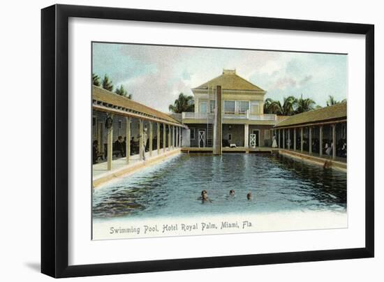 Miami, Florida - Hotel Royal Palm Swimming Pool Scene-Lantern Press-Framed Art Print