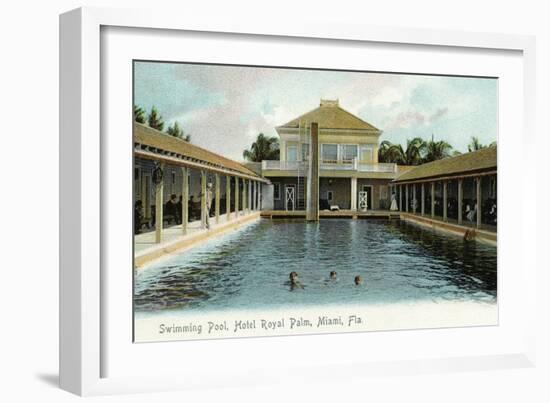 Miami, Florida - Hotel Royal Palm Swimming Pool Scene-Lantern Press-Framed Art Print