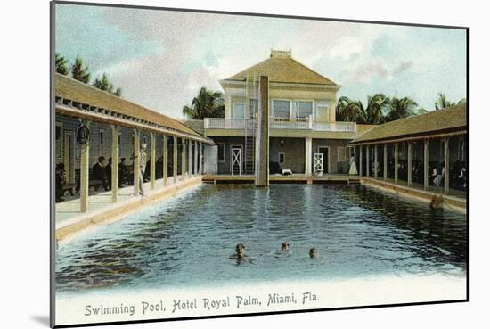 Miami, Florida - Hotel Royal Palm Swimming Pool Scene-Lantern Press-Mounted Art Print