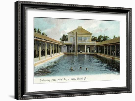 Miami, Florida - Hotel Royal Palm Swimming Pool Scene-Lantern Press-Framed Art Print