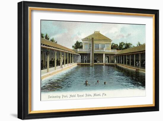 Miami, Florida - Hotel Royal Palm Swimming Pool Scene-Lantern Press-Framed Art Print