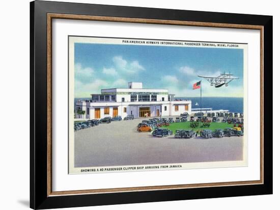 Miami, Florida - Pan-American Airways Terminal, Clipper Arriving from Jamaica-Lantern Press-Framed Art Print