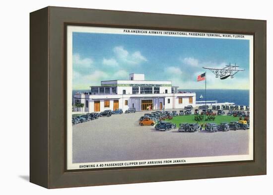 Miami, Florida - Pan-American Airways Terminal, Clipper Arriving from Jamaica-Lantern Press-Framed Stretched Canvas