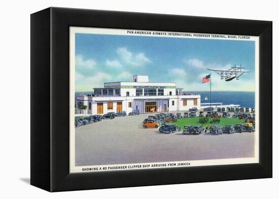 Miami, Florida - Pan-American Airways Terminal, Clipper Arriving from Jamaica-Lantern Press-Framed Stretched Canvas