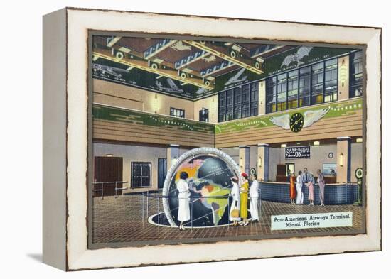 Miami, Florida - Pan-American Airways Terminal Interior View-Lantern Press-Framed Stretched Canvas