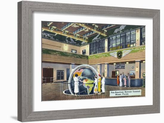 Miami, Florida - Pan-American Airways Terminal Interior View-Lantern Press-Framed Art Print