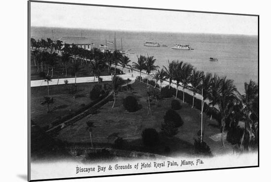 Miami, Florida - Royal Palm Hotel Grounds and Biscayne Bay View-Lantern Press-Mounted Art Print