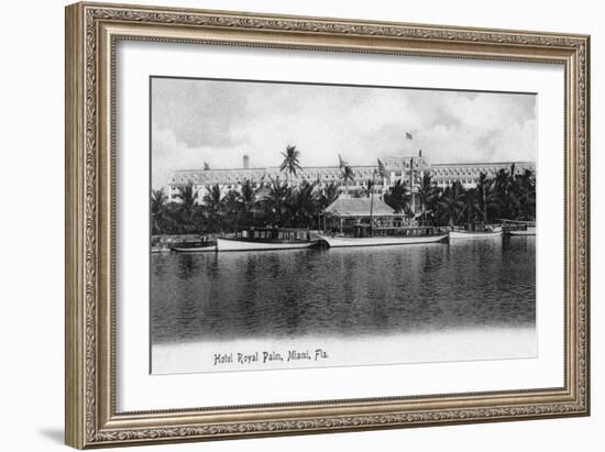 Miami, Florida - Royal Palm Hotel View from Water-Lantern Press-Framed Art Print