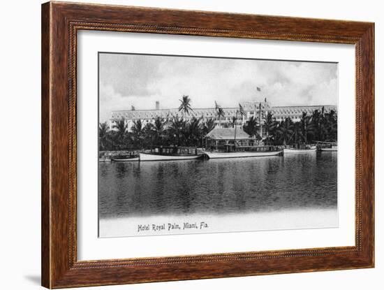 Miami, Florida - Royal Palm Hotel View from Water-Lantern Press-Framed Art Print