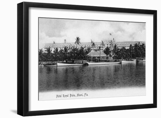 Miami, Florida - Royal Palm Hotel View from Water-Lantern Press-Framed Art Print